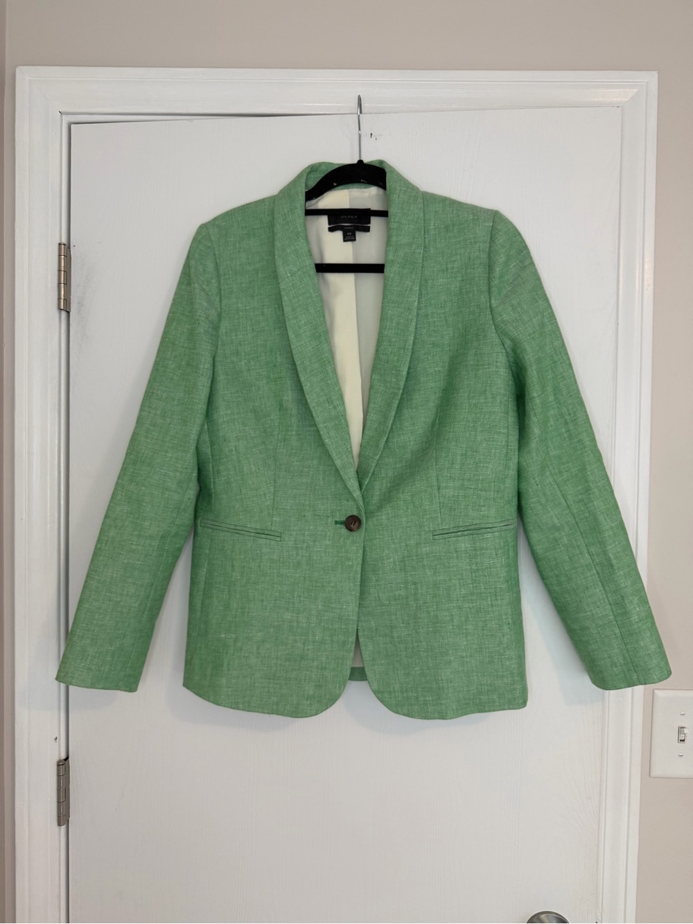 J Crew Parke Light Green Linen Women's Single-Button Blazer Jacket Preppy - Picture 3 of 11